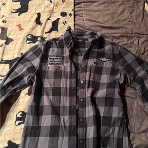 Harley-Davidson Men's Gray Checkered Shirt